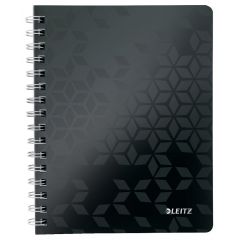 Caiete Leitz, Caiet de birou Leitz WOW, PP, FSC, reciclabil, A5, 80 coli, cu spira, dictando, negru - autograf.ro