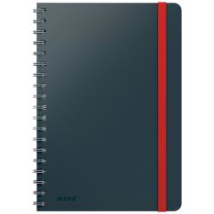Caiete si registre, Caiet de birou LEITZ Cosy, carton laminat, coperta dura, B5, 80 coli, cu spira, dictando, gri antracit - autograf.ro