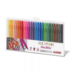 Raspundel Istetel, Carioca cu 2 capete, varf liner 0.7mm/tip pensula, 24 culori/set,  ALPINO Color Experience - autograf.ro