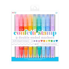 Art & Craft Nikidom Ooly, Carioci duble cu stampile Confetti Stamp - set de 9 - autograf.ro