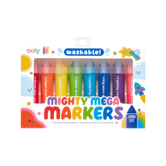 Ooly, Carioci lavabile cu varf triunghiular, Mighty Mega, set 8 culori - autograf.ro