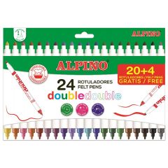 Raspundel Istetel Alpino, Carioca lavabila, 24 culori/cutie, vaft 2mm/4.5mm, ALPINO Double Double - culori clasice - autograf.ro