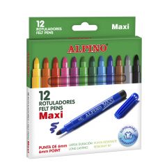 Carioci lavabile, Carioca lavabila, 12 culori/cutie, ALPINO Maxi - autograf.ro