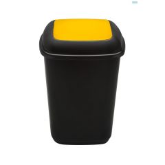 Plafor, Cos plastic reciclare selectiva, capacitate 28l, PLAFOR Quatro - negru cu capac galben - plastic - autograf.ro