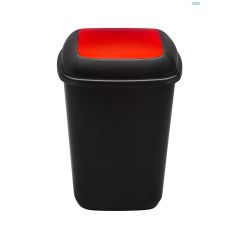 Plafor, Cos plastic reciclare selectiva, capacitate 28l, PLAFOR Quatro - negru cu capac rosu - metal - autograf.ro