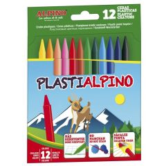 Creioane cerate, Creioane cerate din plastic, cutie carton, 12 culori/cutie, Plasti ALPINO - autograf.ro