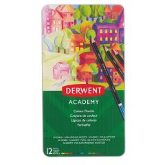 Derwent, Creioane colorate DERWENT Academy, cutie metalica, 12 buc/set - autograf.ro