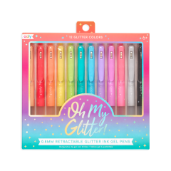 Ooly, Pixuri retractabile cu gel si sclipici, Oh My Glitter!, set 12 culori - autograf.ro