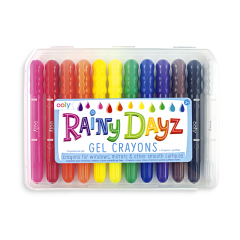 Ooly, Creioane cu gel pentru geam si sticla, Rainy Dayz, set 12 culori lavabile - autograf.ro