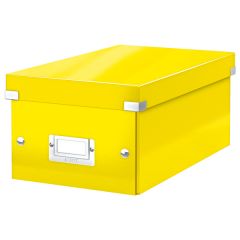 Branduri de top, Cutie depozitare Leitz WOW Click & Store, carton laminat, pliabila, cu capac, 20x14x35 cm, galben - autograf.ro