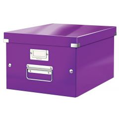 Alonje arhivare Leitz, Cutie depozitare LEITZ WOW Click & Store, carton laminat, medie, mov - autograf.ro