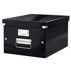 Cutii arhivare, Cutie depozitare LEITZ WOW Click & Store, carton laminat, medie, negru - autograf.ro