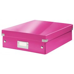 Alonje arhivare Leitz, Cutie depozitare LEITZ WOW Click & Store Organizer, carton laminat, medie, roz - autograf.ro