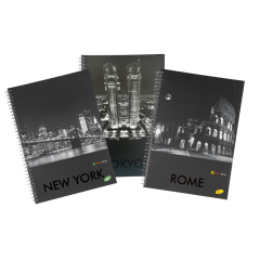 Caiete cu spirala, Caiet cu spirala, A4, 70 file, 70gsm, coperta carton 300gsm, design cities by night - matematica - autograf.ro