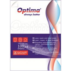 Optima, Etichete albe autoadezive 12/A4, 70 x 67,7 mm, 100 coli/top, Optima - autograf.ro