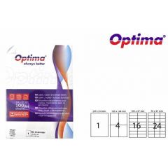 Branduri de top, Etichete color autoadezive 1/A4, 210 x 297 mm, 100 coli/top, Optima - albastru - autograf.ro