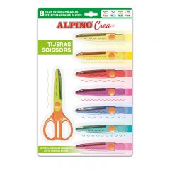 Foarfeci copii Alpino, Foarfeca pentru copii, 13cm + 8 modele de taiere, in blister, ALPINO Crea - autograf.ro