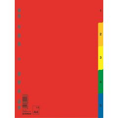 Indecsi si separatoare Han Donau, Index plastic color, numeric  1- 5, extra wide, A4+, 120 microni, DONAU - autograf.ro