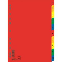 Indecsi si separatoare Han Donau, Index plastic color, numeric  1-10, extra wide, A4+, 120 microni, DONAU - autograf.ro