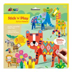 Bijuterii Avenir, Joc creativ Stick N Play cu scene 3D si stickere repozitionabile - Animale Safari - autograf.ro