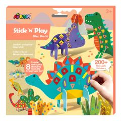 Bijuterii Avenir, Joc creativ Stick N Play cu scene 3D si stickere repozitionabile - Lumea Dinozaurilor - autograf.ro