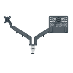 Leitz, Suport pentru monitor LEITZ Ergo, 2 brate, cu fixare pe birou, suport pentru laptop inclus, gri- - autograf.ro