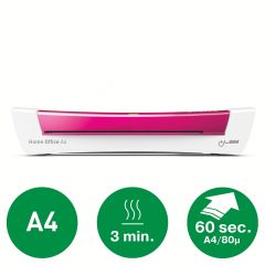 Laminatoare Leitz, Laminator LEITZ iLAM Home Office, A4, kit folii laminare inclus, roz - autograf.ro