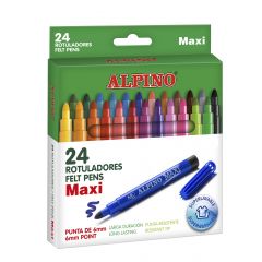 Carioci lavabile, Carioca lavabila, 24 culori/cutie, ALPINO Maxi - autograf.ro
