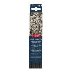Derwent, Liner DERWENT Professional, 3 dimensiuni, varf subtire si uscare rapida, 3 buc/set, negru - autograf.ro