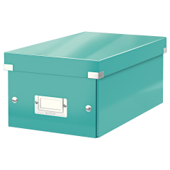 Raspundel Istetel, Cutie depozitare Leitz WOW Click & Store, carton laminat, pliabila, cu capac, 20x14x35 cm, turcoaz - autograf.ro