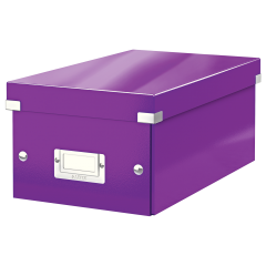 Alonje arhivare Leitz, Cutie depozitare Leitz WOW Click & Store, carton laminat, pliabila, cu capac, 20x14x35 cm, mov - autograf.ro