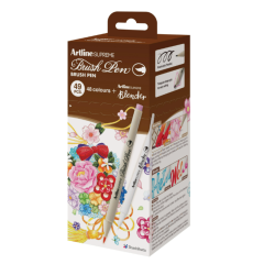 Carioci Artline, Carioca corp triunghiular, ARTLINE Supreme, varf flexibil (tip pensula), 48 culori/cutie + blender - autograf.ro