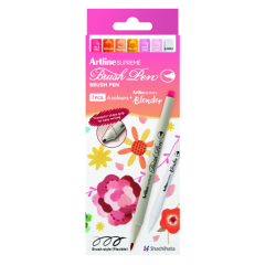 Carioci Artline, Carioca corp triunghiular, ARTLINE Supreme Flower Meadow, varf flexibil (tip pensula), 6 cul/cut + b - autograf.ro