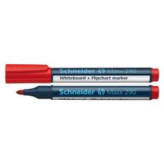 Markere, Marker SCHNEIDER Maxx 290, pentru tabla de scris+flipchart, varf rotund 2-3mm - rosu - autograf.ro