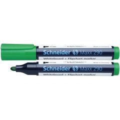 Markere, Marker SCHNEIDER Maxx 290, pentru tabla de scris+flipchart, varf rotund 2-3mm - verde - autograf.ro