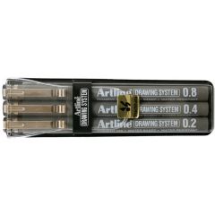 Artline, Marker pentru desen tehnic ARTLINE, varf fetru (0.2/0.4/0.8mm), 3 buc/set - negru - autograf.ro