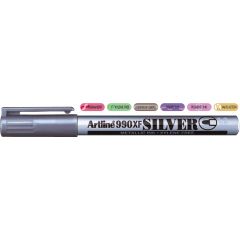 Artline, Marker cu vopsea ARTLINE 990XF, corp metalic, varf rotund 1.2mm - argintiu - autograf.ro
