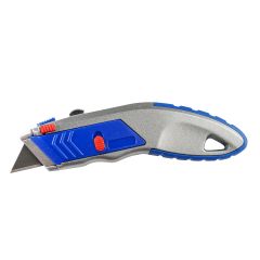 Cuttere si foarfeci Optima, Cutter profesional Optima, lama trapezoidala + 5 rezerve SK5, cu auto-incarcare, zinc cu rubber grip - autograf.ro