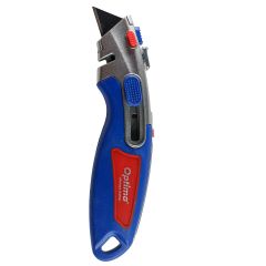 Cuttere si foarfeci Optima, Cutter profesional Optima, lama trapezoidala + 4 rezerve SK2 tratate, 2 functiuni, zinc cu rubber gr - autograf.ro
