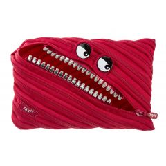 Zip..it, Penar cu fermoar, ZIPIT Grillz Monsters Jumbo - rosu cu dinti argintii - autograf.ro