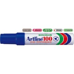 Artline, Permanent marker ARTLINE 100, corp metalic, varf tesit 7.5-12.0mm - albastru - autograf.ro