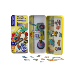mierEdu, Puzzle magnetic in cutie metalica, joc de potrivire si asociere - Camioane - autograf.ro