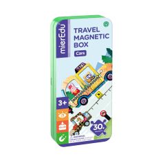 mierEdu, Puzzle magnetic in cutie metalica, joc de potrivire si asociere - Masini - autograf.ro