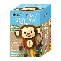 Articole de Craciun- Calendare de Advent, Set de cusut DIY - decoratiune topper pentru creion - Maimuta - autograf.ro