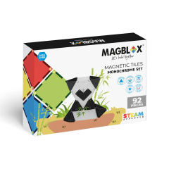 Jucarii Nice Magblox, Set magnetic Magblox - 92 piese magnetice de constructie Monocrom AlbNegru - autograf.ro