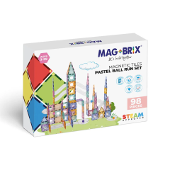 Jucarii Nice Magblox, Set magnetic Magblox - 98 piese, circuit cu bile PASTEL - Magbrix Marble Run - autograf.ro