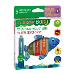 Raspundel Istetel, Creioane cerate, in suport de plastic, 6 culori/set, ALPINO Baby Sticks - autograf.ro