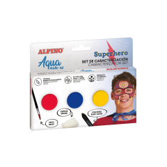 Accesorii petreceri copii Alpino, Set Alpino Aqua Make Up - Superhero, 3 culori+pensula si burete machiaj - autograf.ro