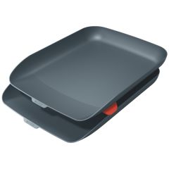 Tavite documente, Tavita documente LEITZ Cosy, PS, A4, 2 buc/set, gri antracit - autograf.ro