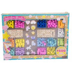 Art & Craft Nikidom Scrikss Standardgraph Nice, Kit creativ Mega DIY - coliere si bratari cu margele din lemn, 600 piese+ - autograf.ro
